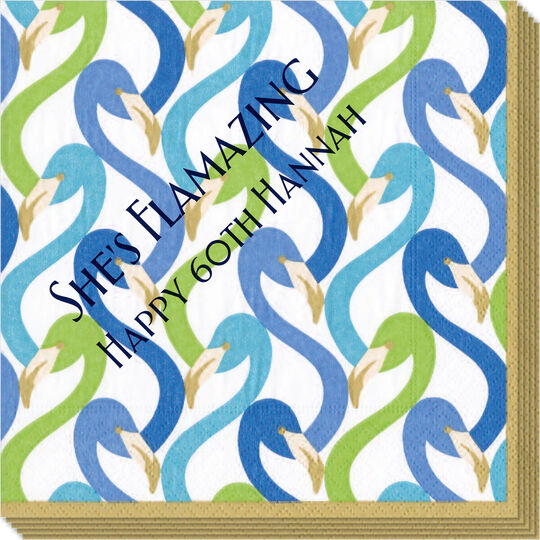 Blue Flamingo Flock Caspari Napkins